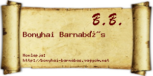 Bonyhai Barnabás névjegykártya